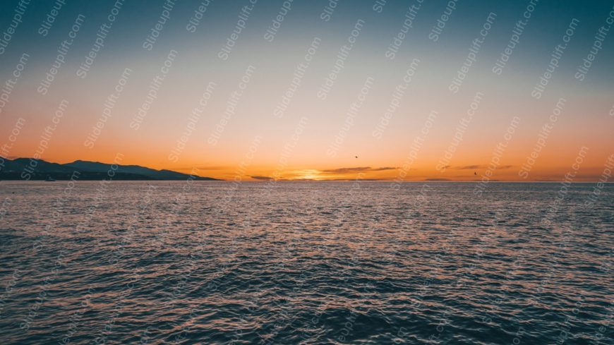 Orange Sunset Sea Mountains background image