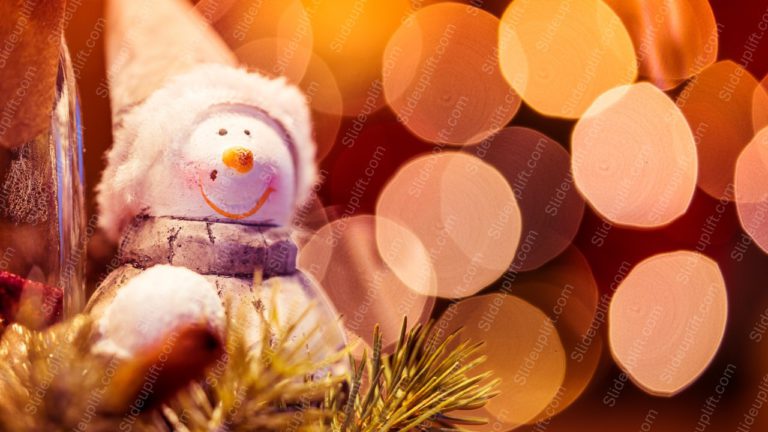 Orange White Snowman Bokeh background image & Google Slides Theme