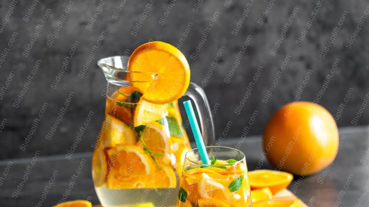 Orange and Green Beverage in Glassware background image & Google Slides Theme