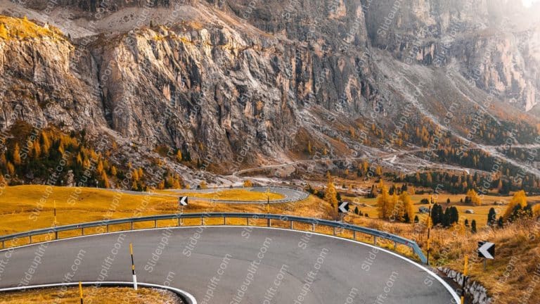 Orange yellow mountain road background image & Google Slides Theme