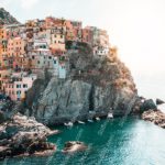 Pastel Hued Town Coastline background image & Google Slides Theme