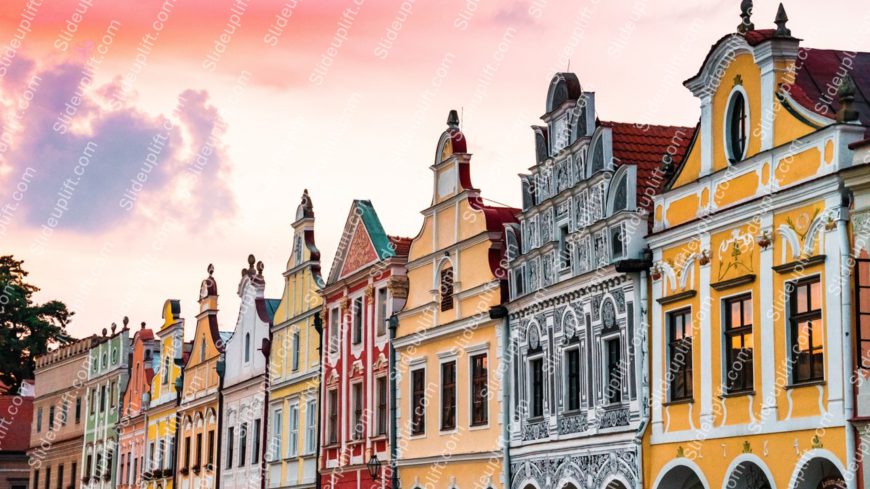 Pastel yellow terracotta architecture sunset background image