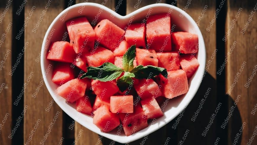 Pink cubed watermelon heart shaped bowl background image