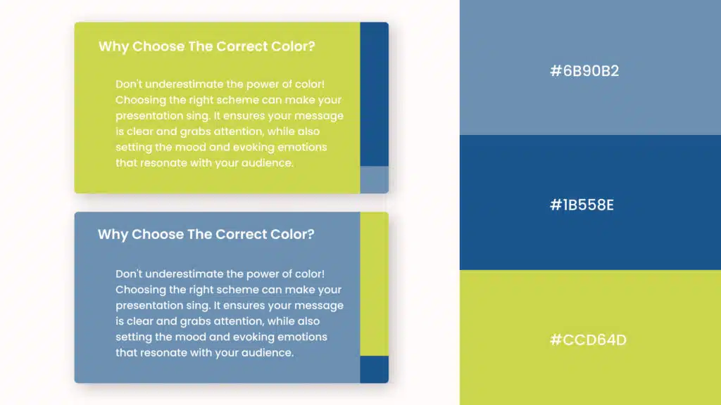 Infographic that shows the professional presentation color palette