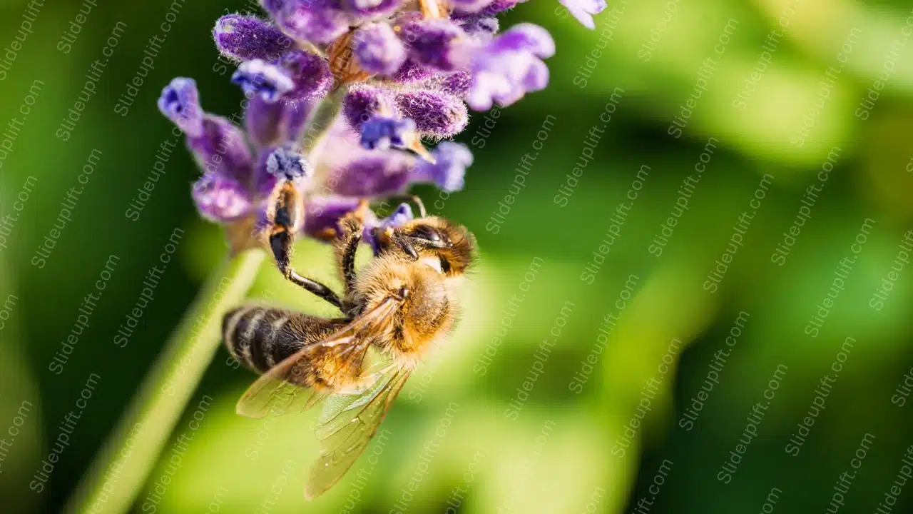 Purple Lavender and Bee Green Bokeh background image & Google Slides Theme