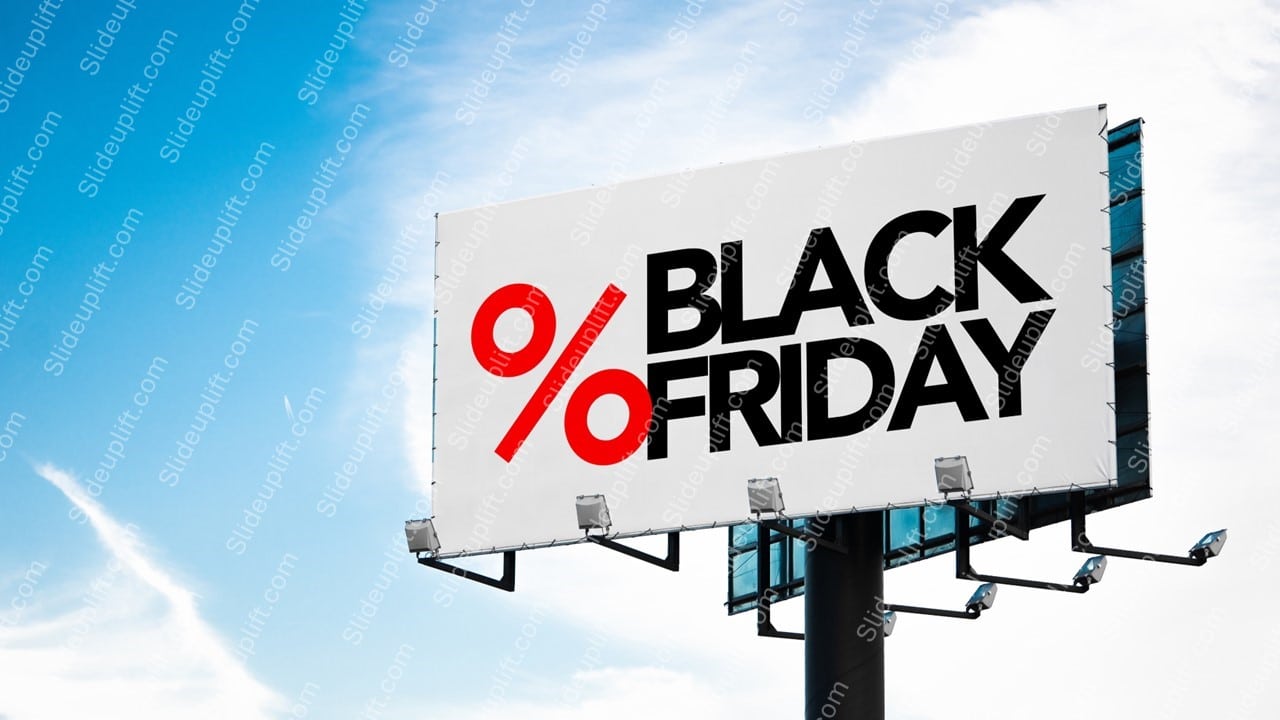 Red Black White Sale Sign Blue Sky background image & Google Slides Theme