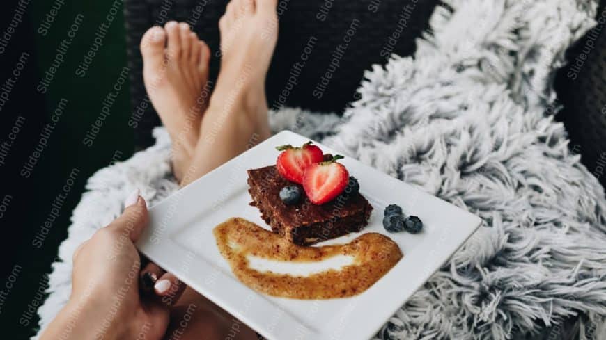 Red Blue Brown Food Plate White Blanket Green Grass background image