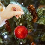 Red Christmas Ornament Greenery background image & Google Slides Theme