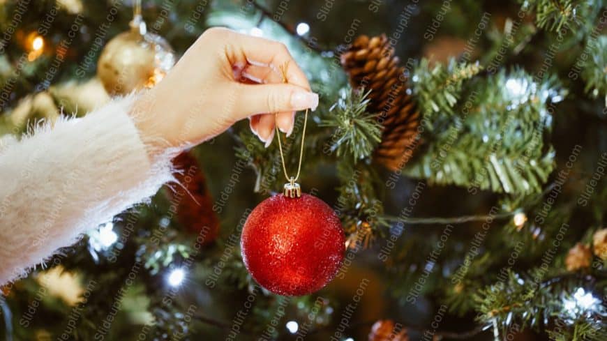 Red Christmas Ornament Greenery background image