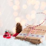 Red Gift Bokeh background image & Google Slides Theme