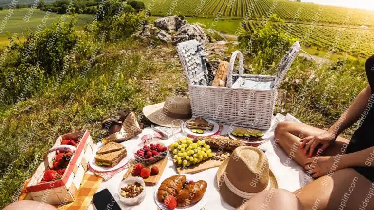 Red Green PicnicSetup Vineyard background image & Google Slides Theme