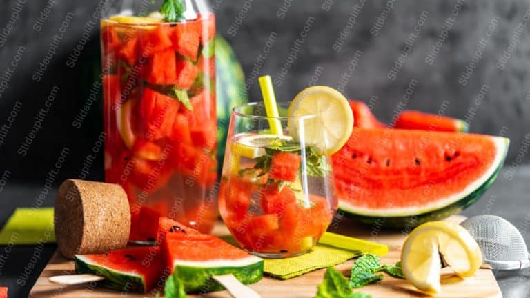 Red Green Watermelon Yellow Lemon Clear Drink background image & Google Slides Theme