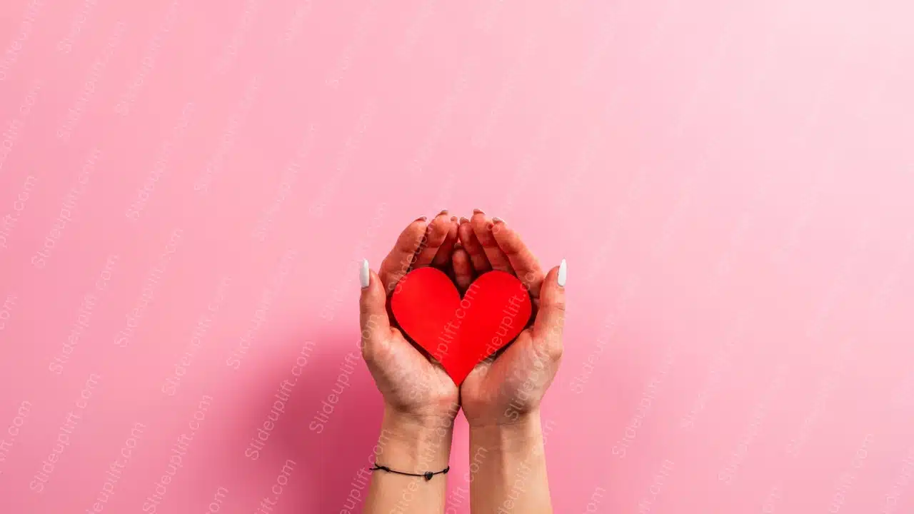 Red Heart Pink Hands background image & Google Slides Theme