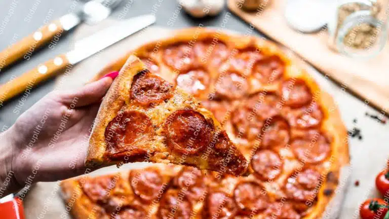 Red Pepperoni Pizza background image & Google Slides Theme