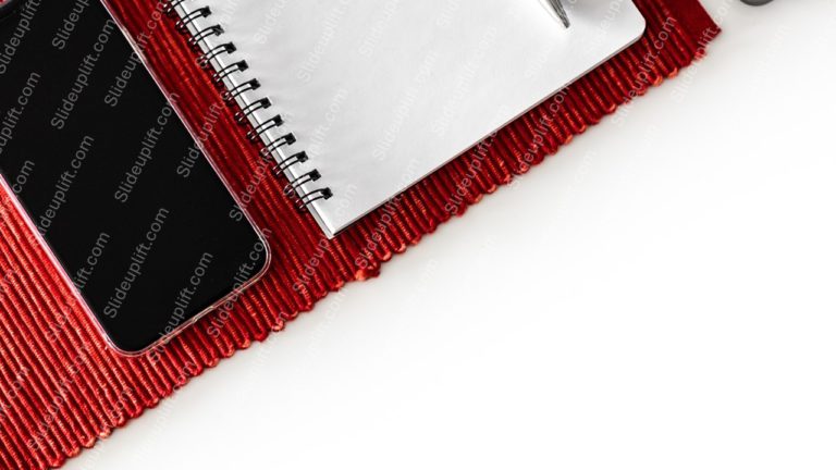 Red Spiral Notebook Smartphone White background image & Google Slides Theme