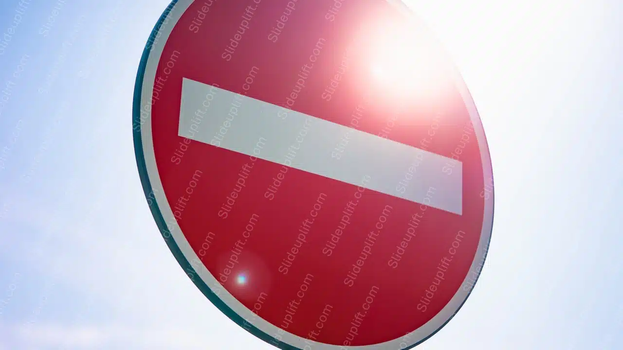 Red White No Entry Sign Clear Sky background image & Google Slides Theme