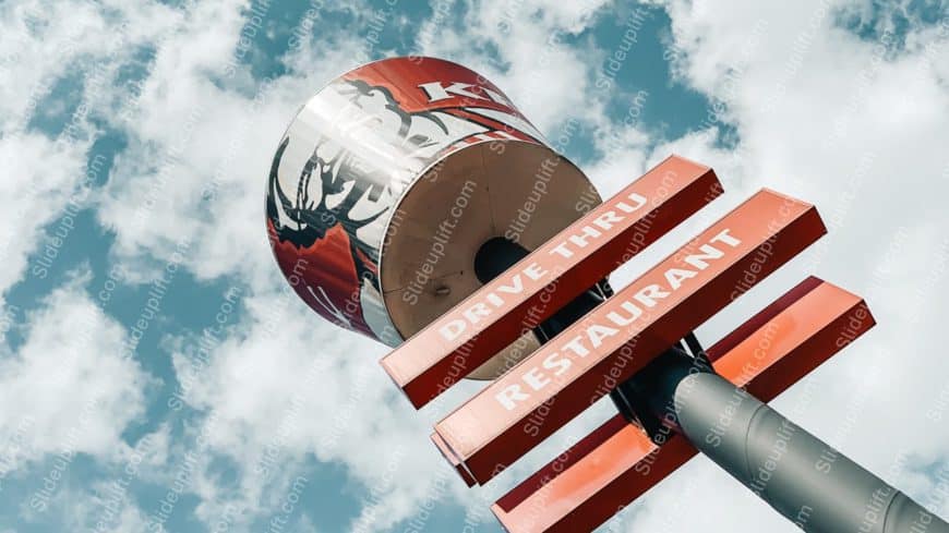 Red and White Signpost Spherical Object Cloudy Sky Background Image