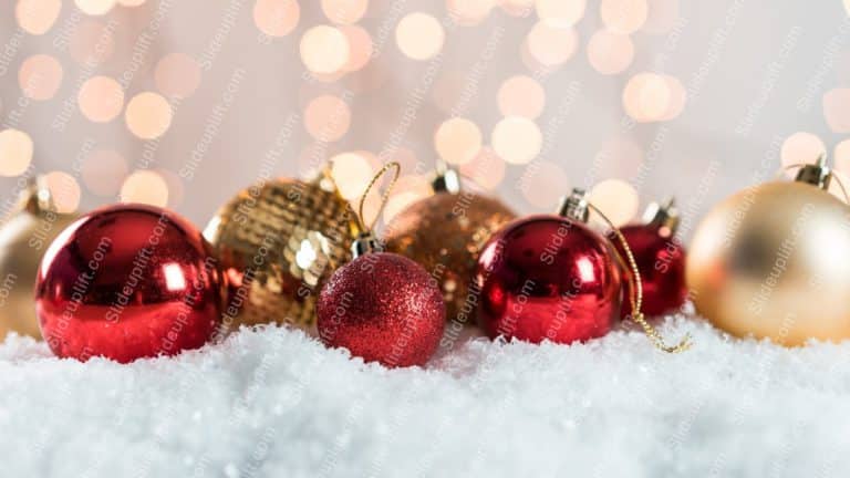 Red and gold Christmas balls festive background image & Google Slides Theme