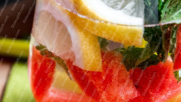 Red yellow green mint lemon watermelon drink background image & Google Slides Theme