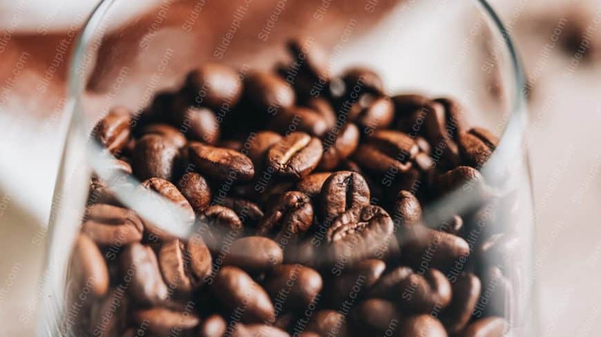 Rich Brown Coffee Beans Clear Glass background image