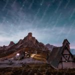 Teal Starry Sky Mountain Chapel background image & Google Slides Theme