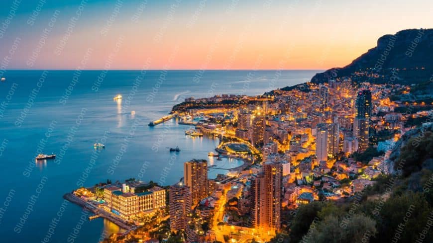 Twilight Blue Ocean Cityscape background image