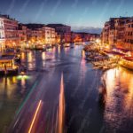 Twilight Canal Venetian Buildings background image & Google Slides Theme