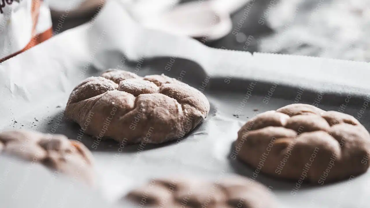 Warm brown cookies on parchment background image & Google Slides Theme