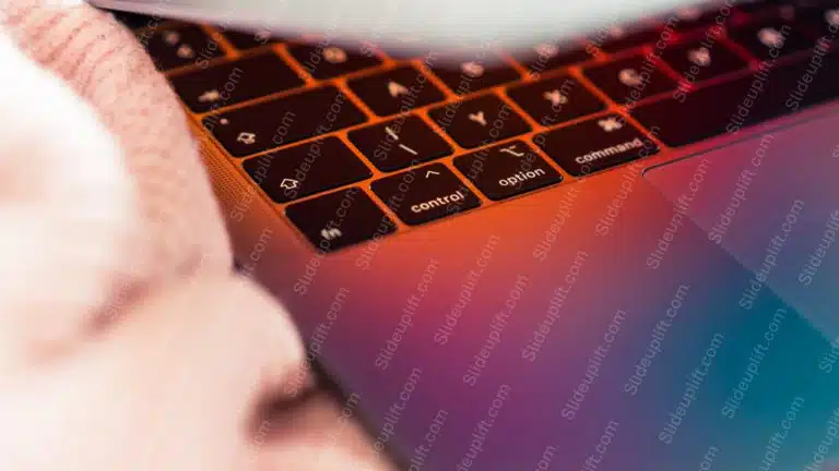 Warm hues laptop keyboard background image & Google Slides Theme