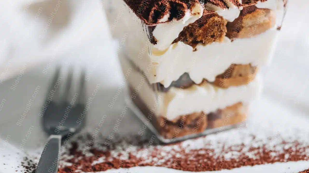 White Brown Tiramisu Dessert background image & Google Slides Theme