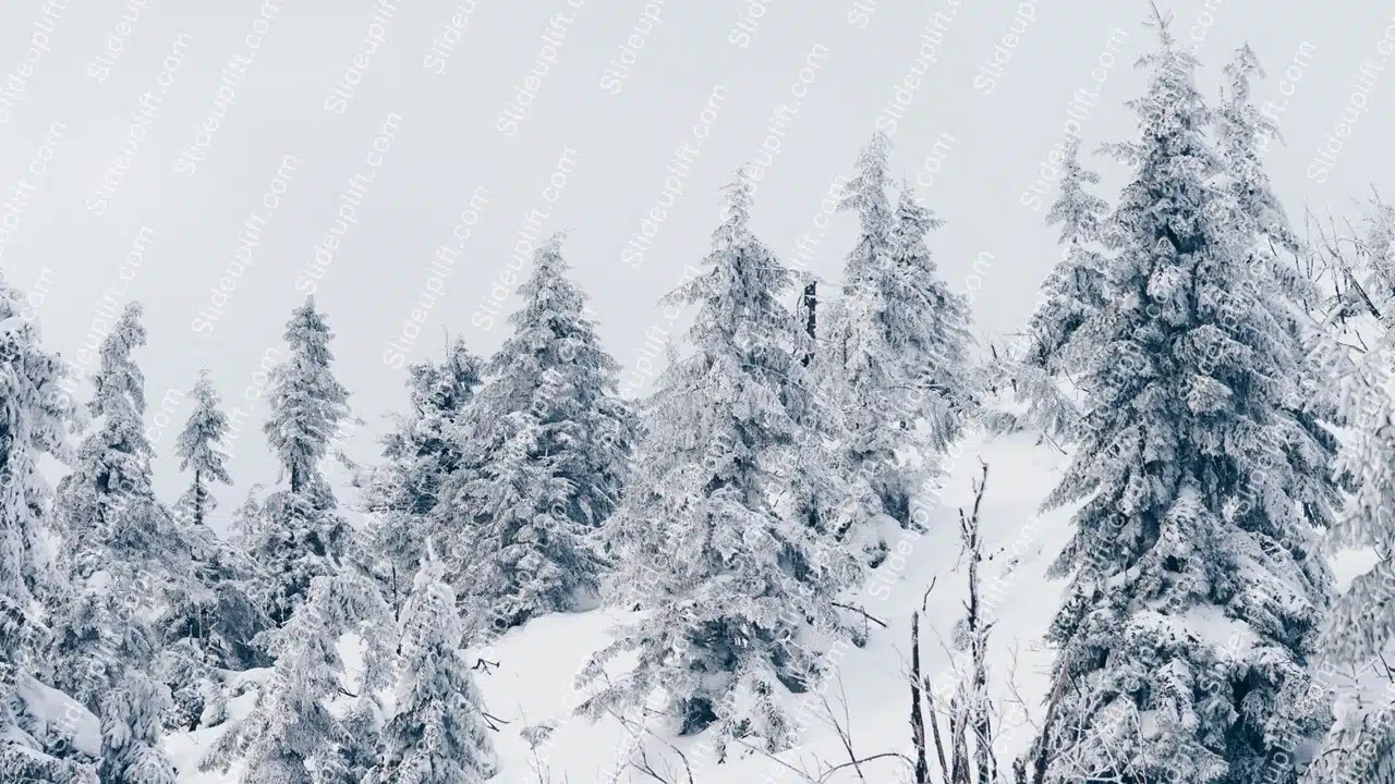 White Snow Covered Trees Winter background image & Google Slides Theme