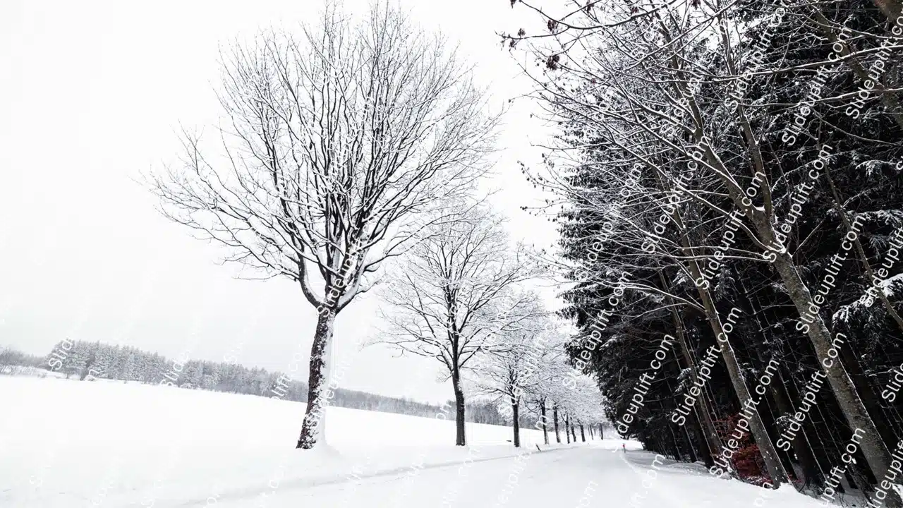 White Snow Trees Road background image & Google Slides Theme