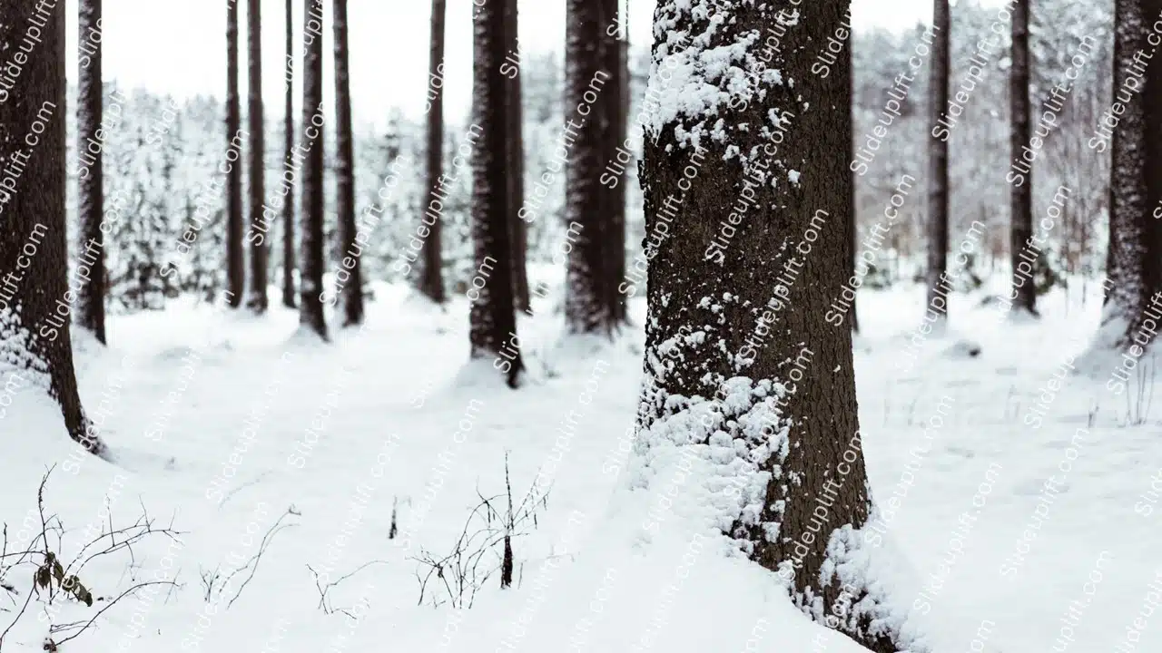 White Snow Trees Winter background image & Google Slides Theme