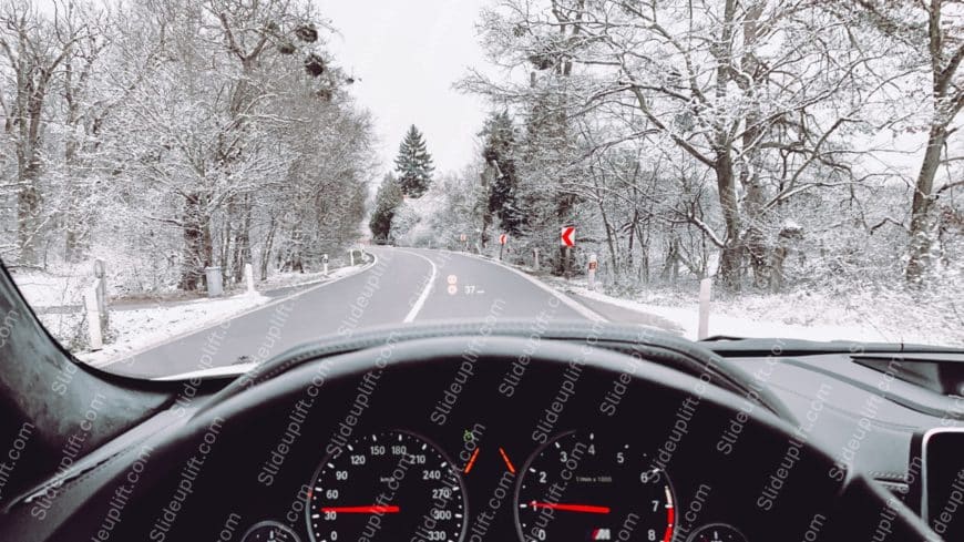 White Snowy Road Car Dashboard background image