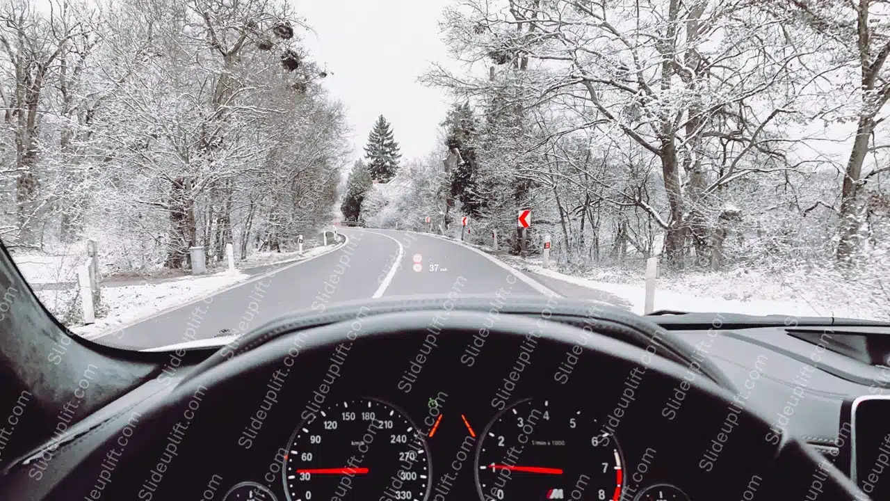 White Snowy Road Car Dashboard background image & Google Slides Theme