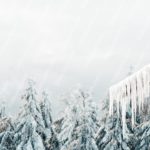 White icicles snowy trees background image & Google Slides Theme