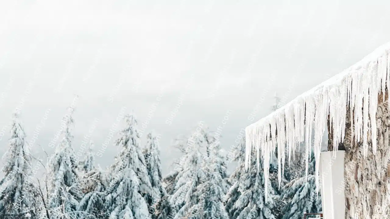 White icicles snowy trees background image & Google Slides Theme