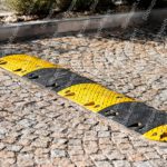 Yellow Black Speed Bump Cobblestone background image & Google Slides Theme