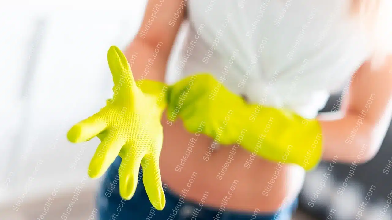 Yellow gloves person background image & Google Slides Theme