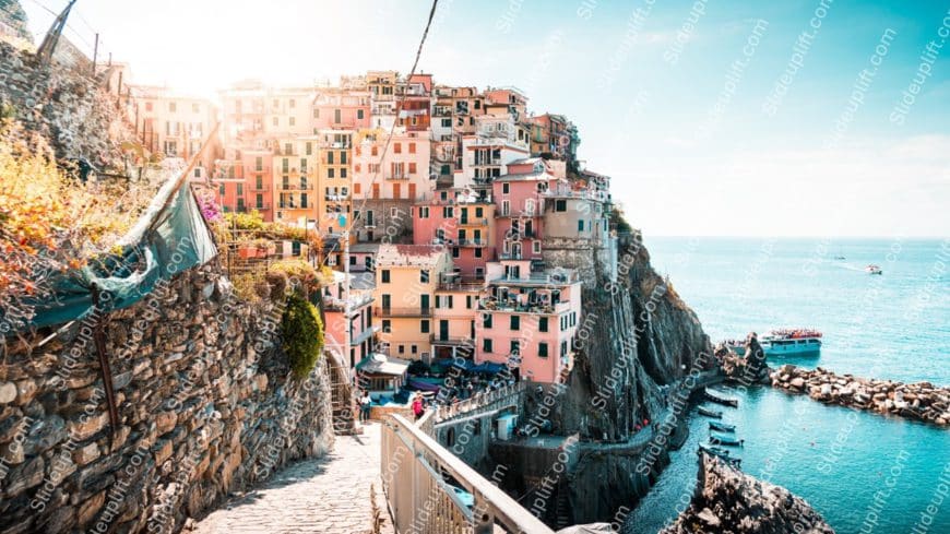 multicolour buildings seaside background image