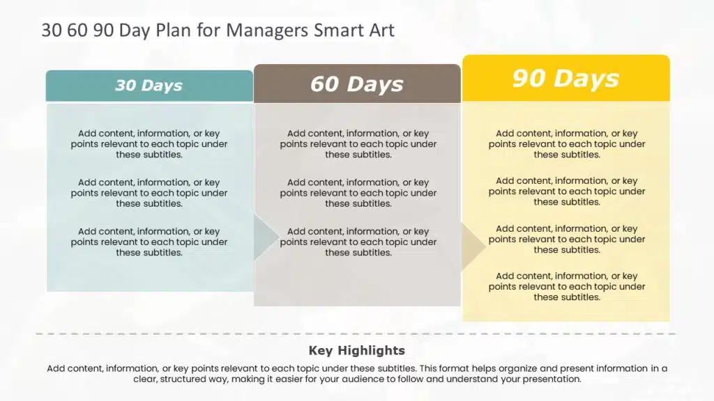 30 60 90 Day Smartart Sales plan