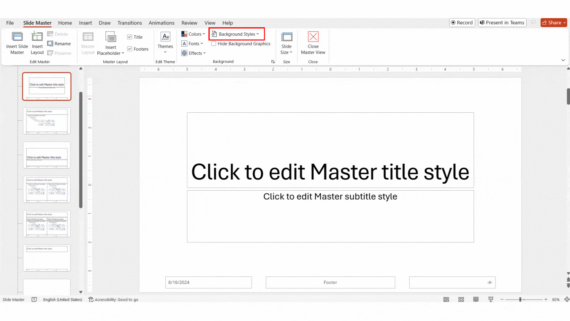 GIF on how to add background graphics in PowerPoint to select slides