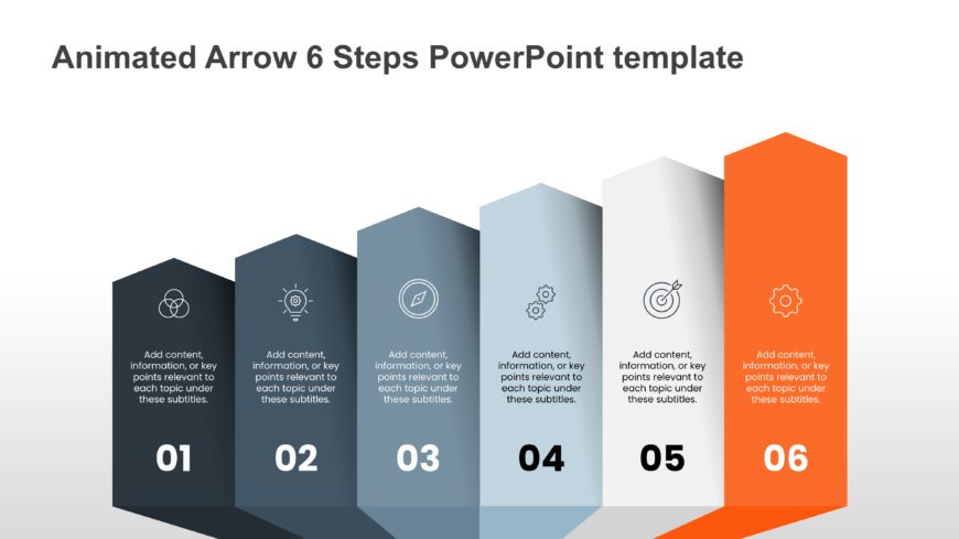 Animated Arrow 6 Steps PowerPoint Template