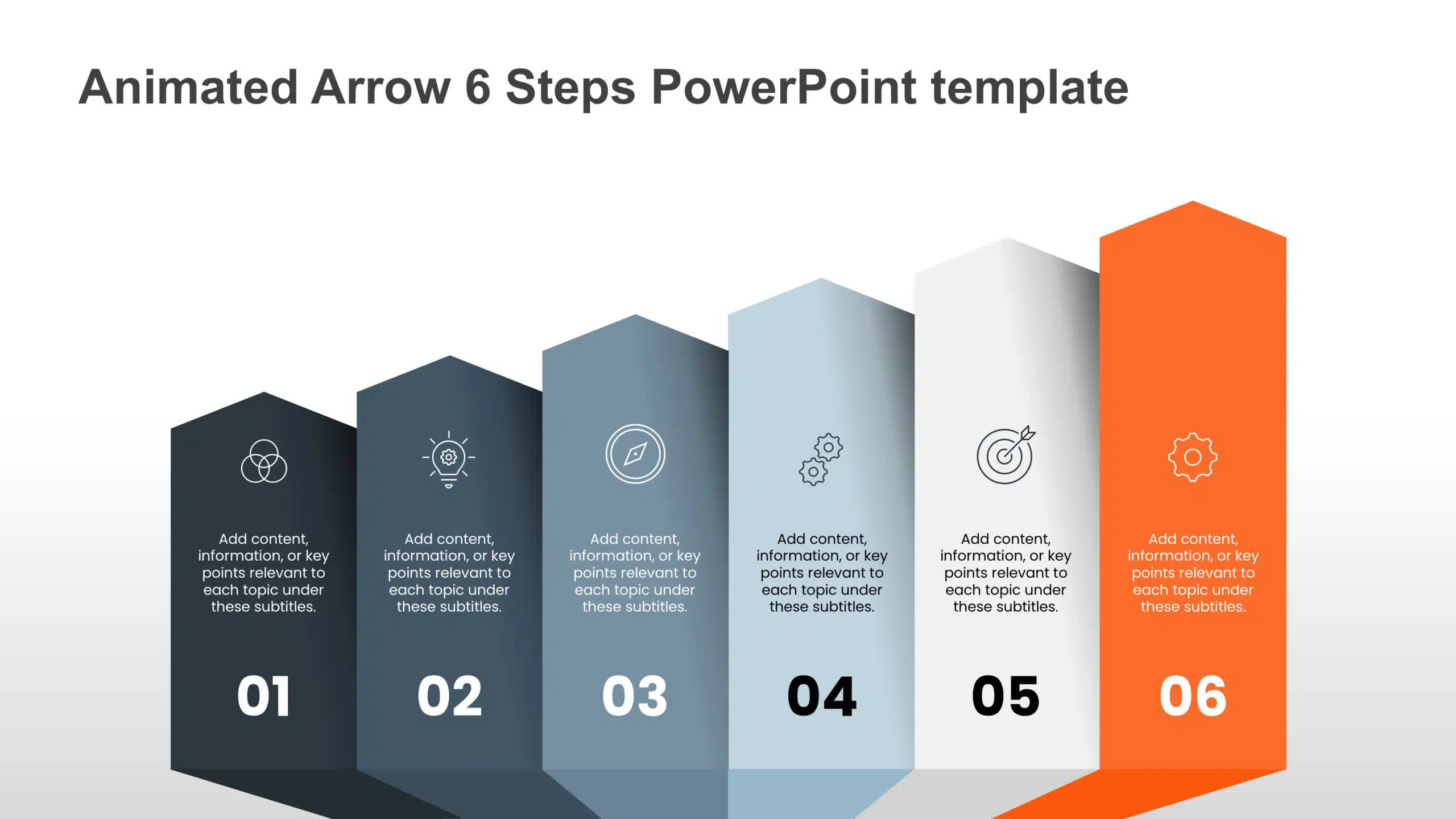 Animated Arrow 6 Steps PowerPoint Template & Google Slides Theme