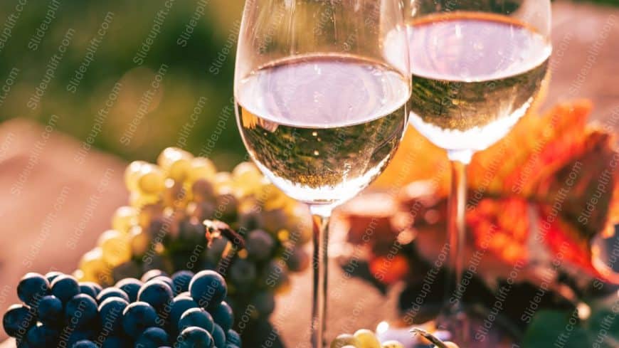 Amber Wine Glasses And Grapes Background Image