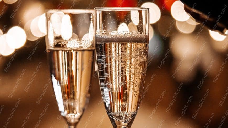 Amber Champagne Glasses Bokeh Background Image