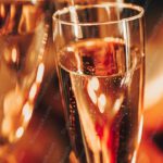 Amber Gold Champagne Flutes Warm Background Image & Google Slides Theme