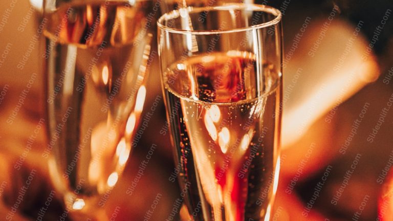 Amber Gold Champagne Flutes Warm Background Image & Google Slides Theme