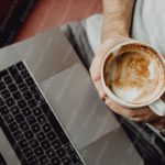 Beige Coffee Cup Laptop Background Image & Google Slides Theme