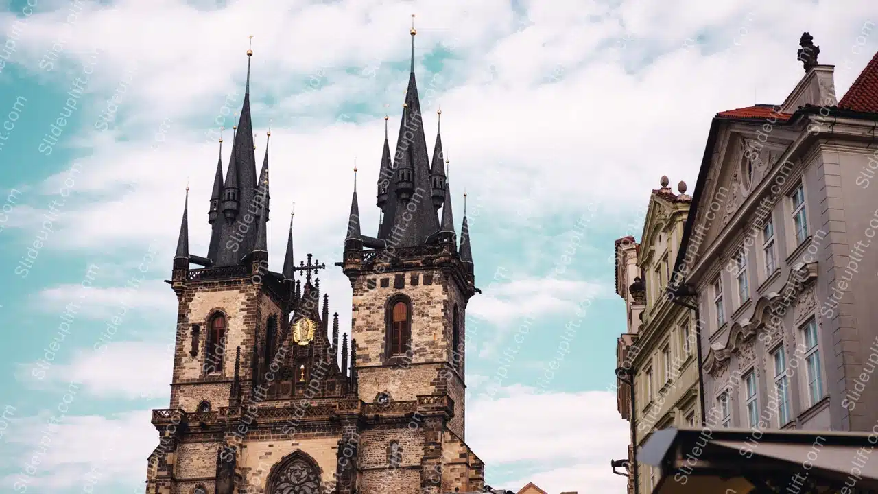 Black Brown Gold Gothicchurch Facade Background Image & Google Slides Theme